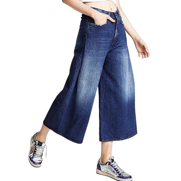 PRPS Women's Gaucho Cropped Wide Leg Jeans Dark Wash 100% Cotton Size 26 New - Picture 16 of 16